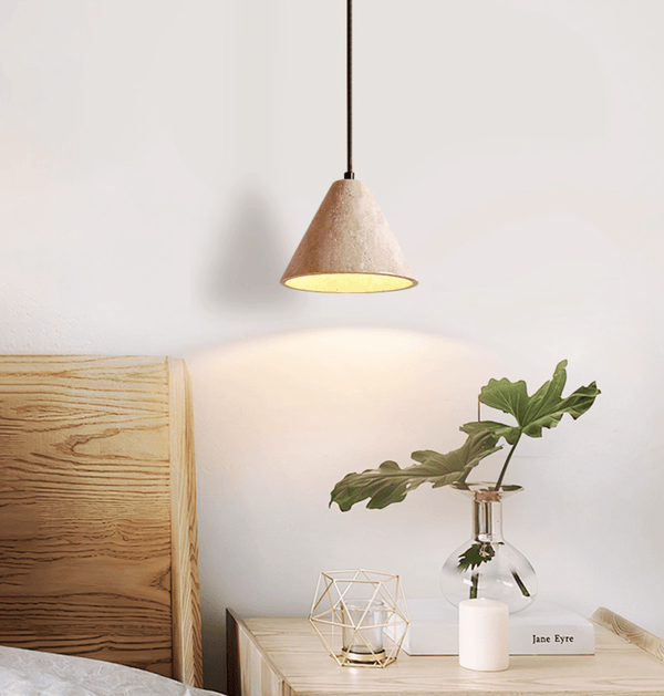 yellow travertine cone pendant light