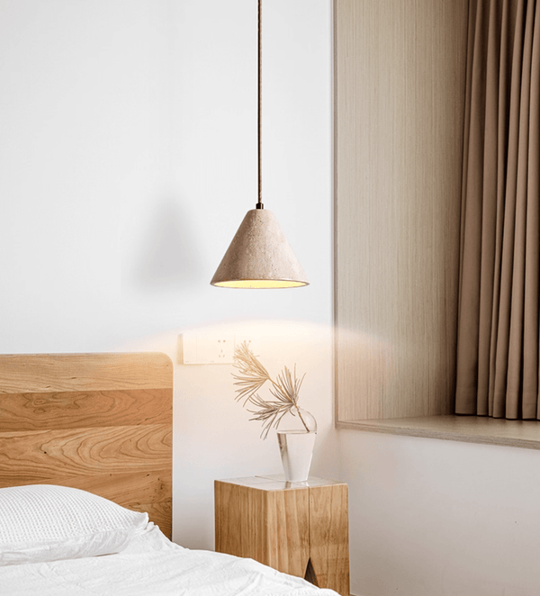 yellow travertine cone pendant light