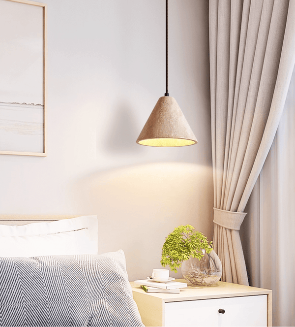 yellow travertine cone pendant light