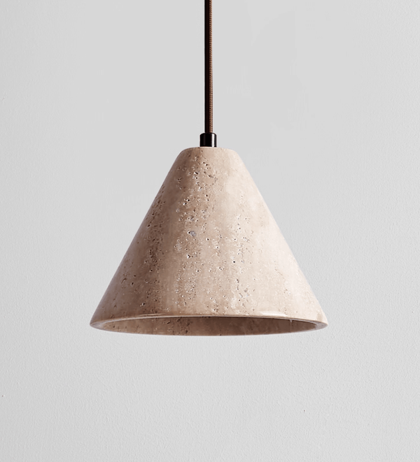 yellow travertine cone pendant light