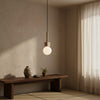 yellow travertine cube globe pendant light