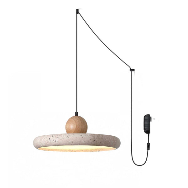 yellow travertine disc led pendant light