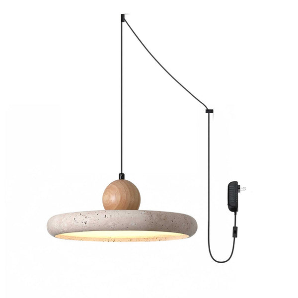 yellow travertine disc led pendant light