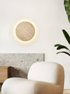 yellow travertine disc led wall sconce
