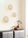 yellow travertine disc led wall sconce