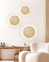 yellow travertine disc led wall sconce