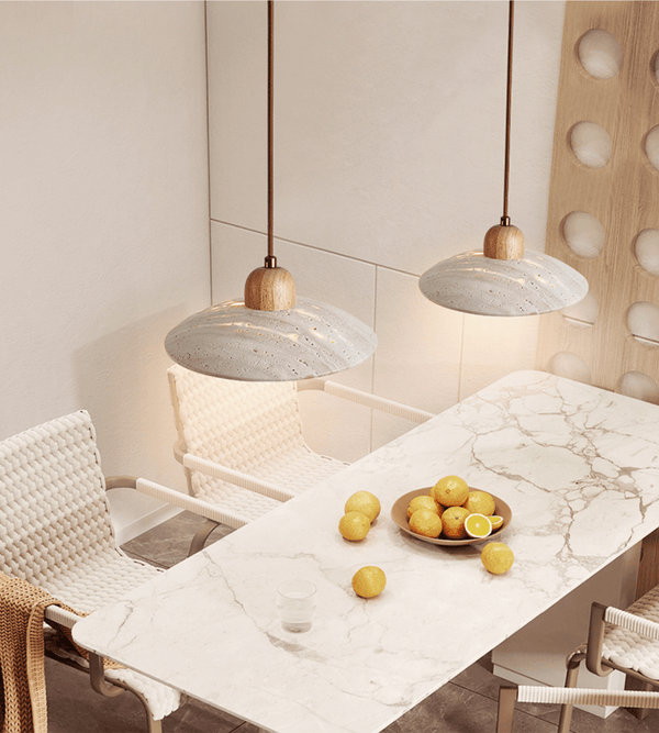 yellow travertine dome pendant light 2