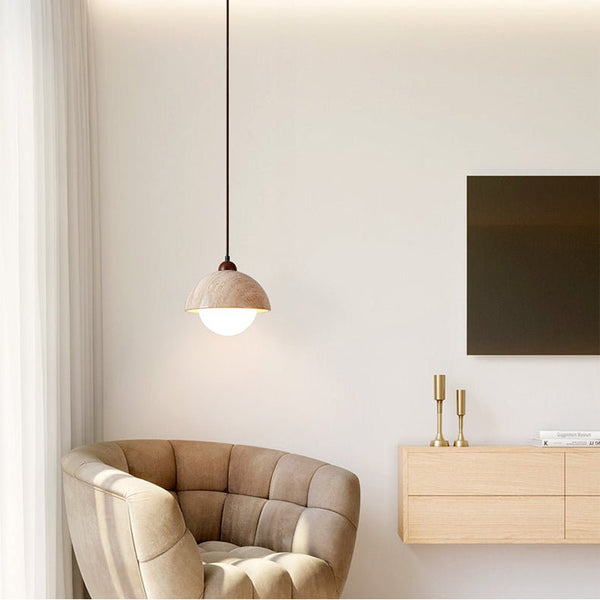 yellow travertine dome pendant light
