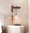 yellow travertine dome wall sconce walnut arm