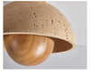 yellow travertine dome wood accent ceiling light