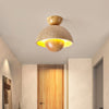 yellow travertine dome wood accent ceiling light