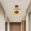 yellow travertine dome wood accent ceiling light