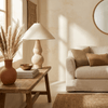 yellow travertine double gourd table lamp