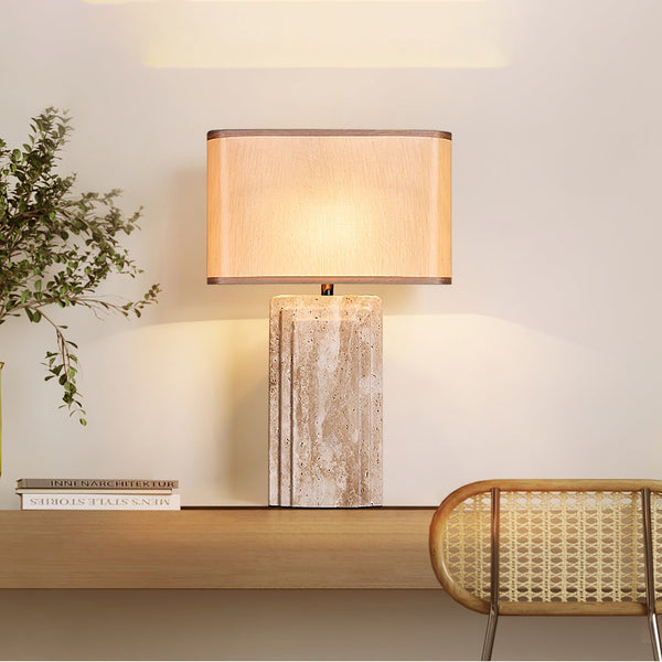yellow travertine fabric table lamp
