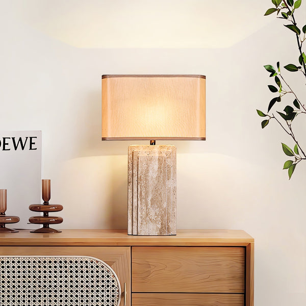 yellow travertine fabric table lamp