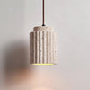 yellow travertine fluted stone pendant light