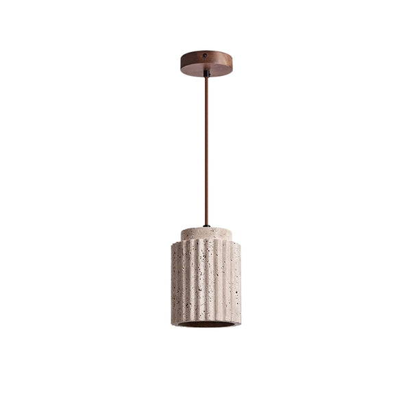 yellow travertine fluted stone pendant light