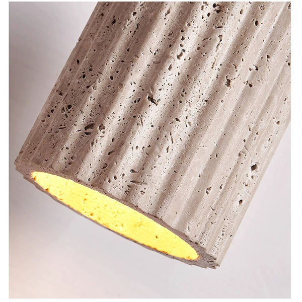 yellow travertine fluted stone pendant light