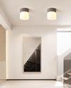 yellow travertine frosted glass flush mount ceiling light 2