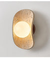 yellow travertine frosted glass globe wall sconce