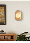 yellow travertine frosted glass globe wall sconce