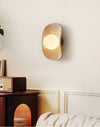 yellow travertine frosted glass globe wall sconce