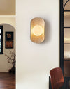 yellow travertine frosted glass globe wall sconce