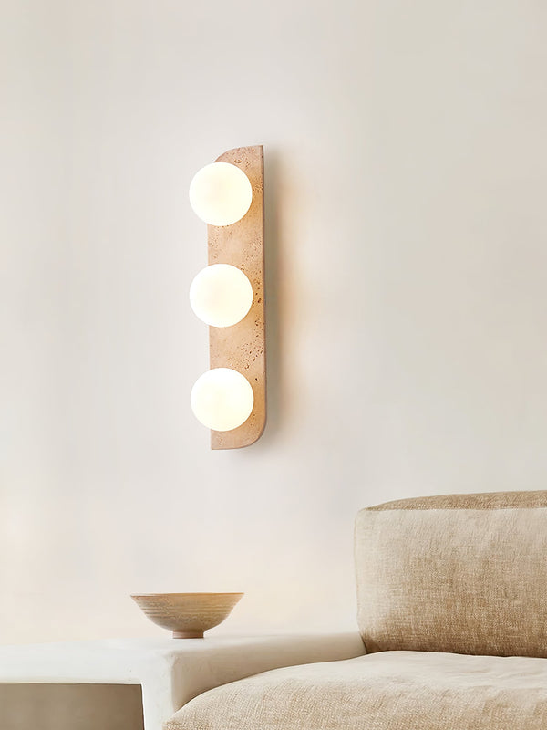 yellow travertine glass globe plug in wall sconce