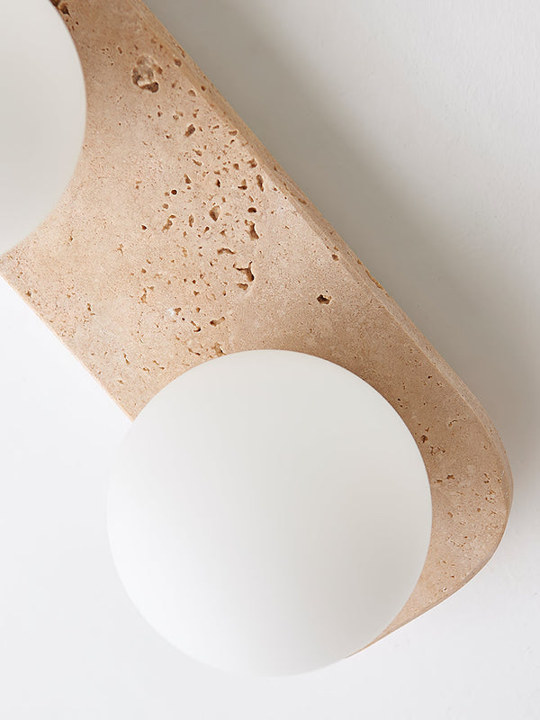 yellow travertine glass globe plug in wall sconce