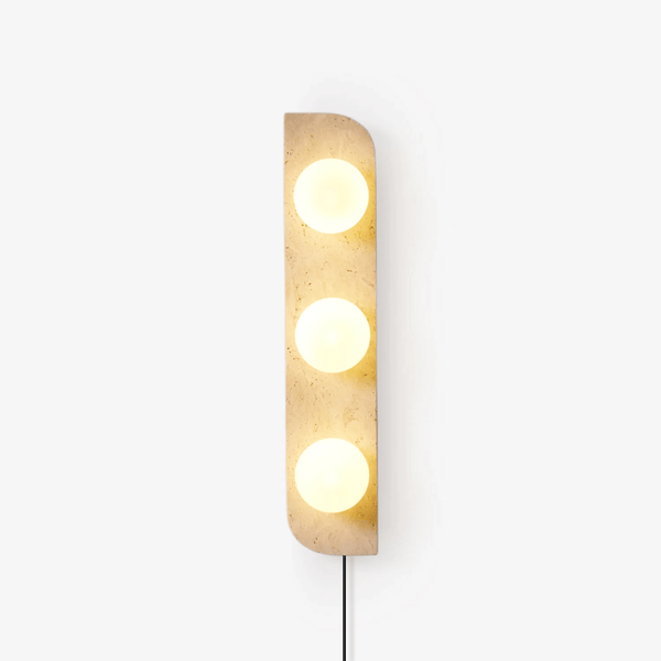 yellow travertine glass globe plug in wall sconce