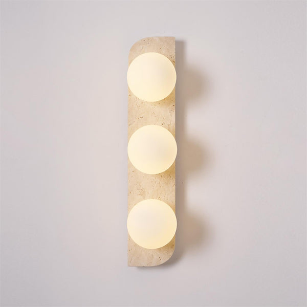 yellow travertine glass globe plug in wall sconce