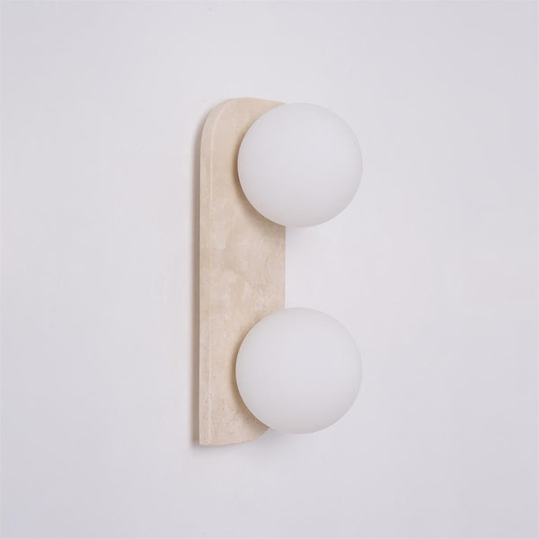 yellow travertine glass globe plug in wall sconce