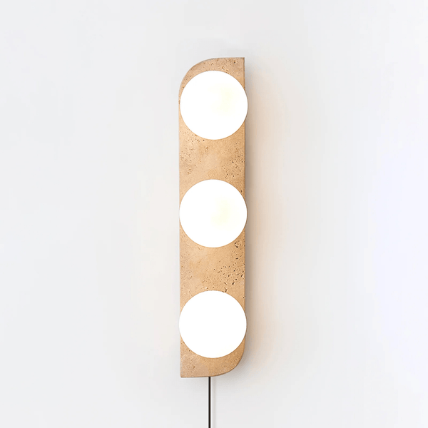 yellow travertine glass globe plug in wall sconce