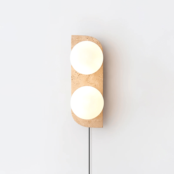 yellow travertine glass globe plug in wall sconce