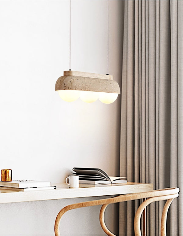 yellow travertine glass orb pendant light
