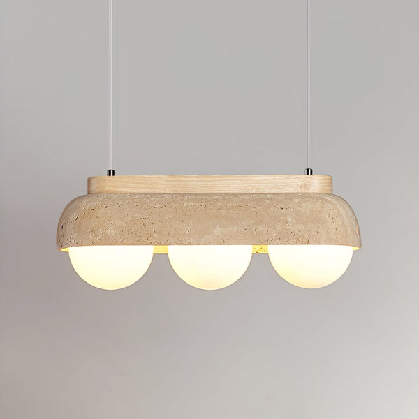 yellow travertine glass orb pendant light