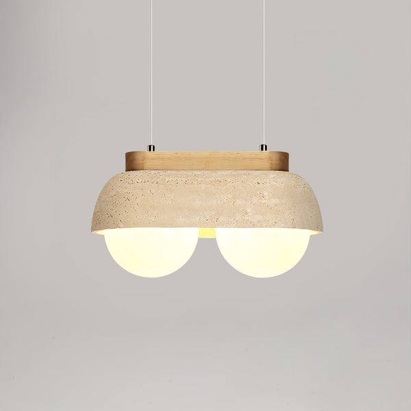 yellow travertine glass orb pendant light