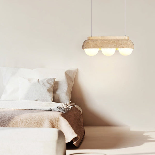yellow travertine glass orb pendant light