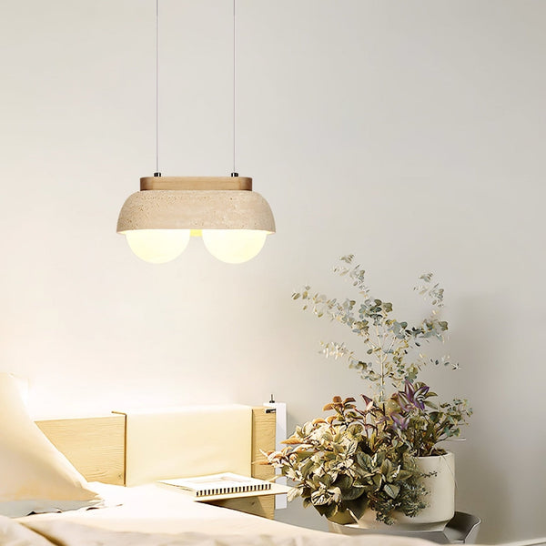 yellow travertine glass orb pendant light