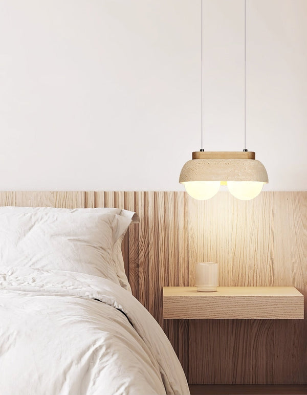 yellow travertine glass orb pendant light