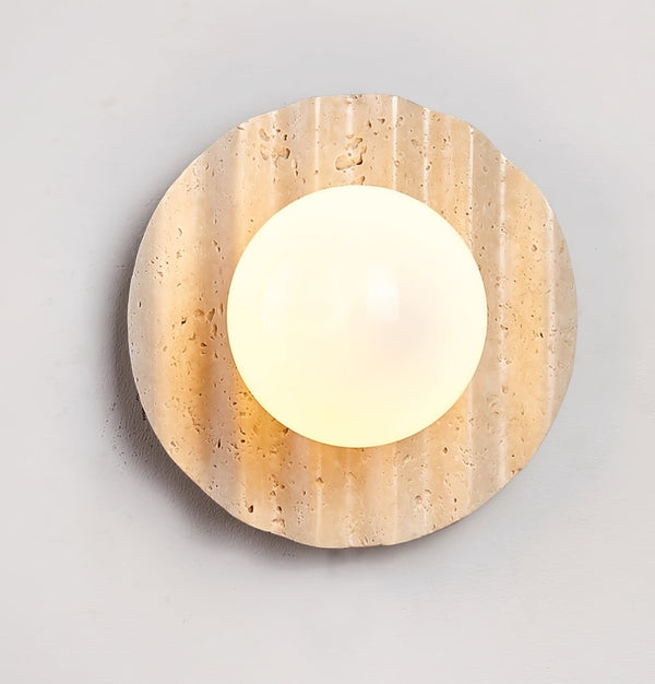yellow travertine glass sphere wall sconce