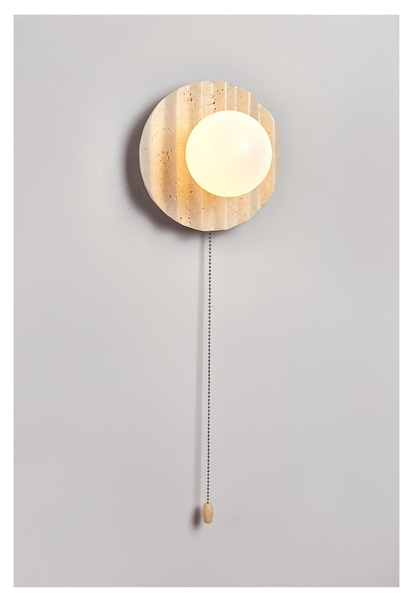 yellow travertine glass sphere wall sconce
