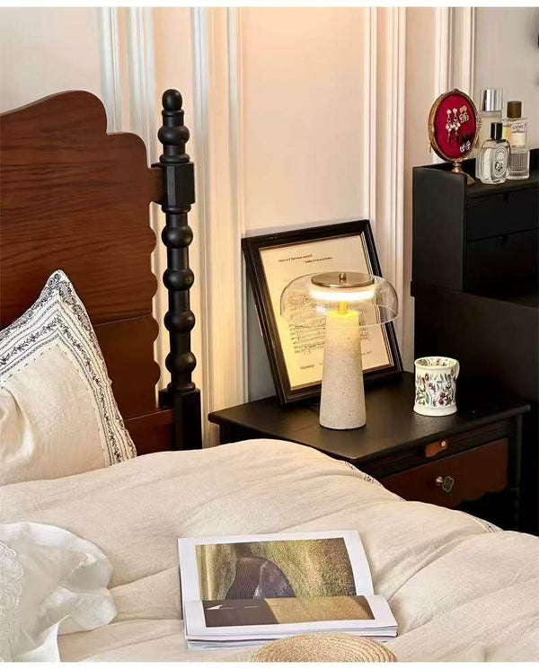 yellow travertine glass table lamp