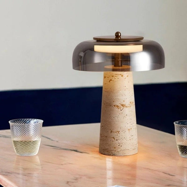 yellow travertine glass table lamp