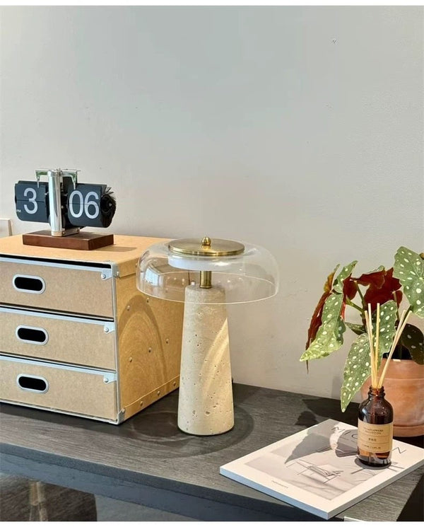 yellow travertine glass table lamp
