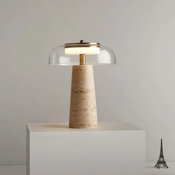 yellow travertine glass table lamp