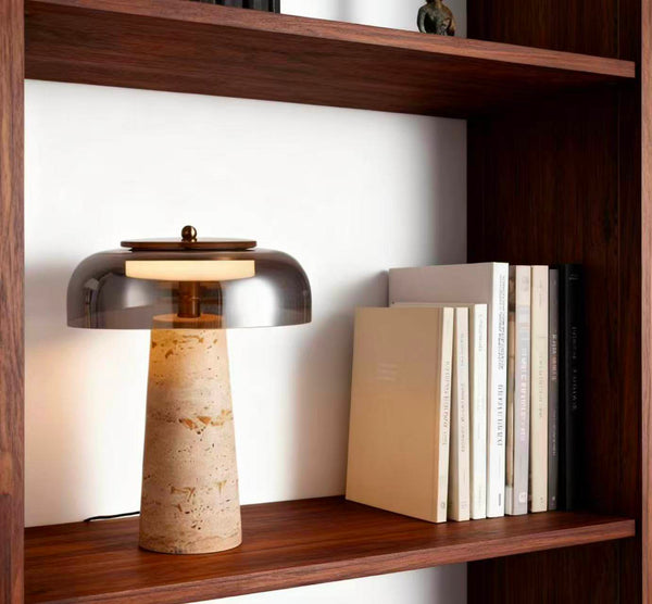 yellow travertine glass table lamp