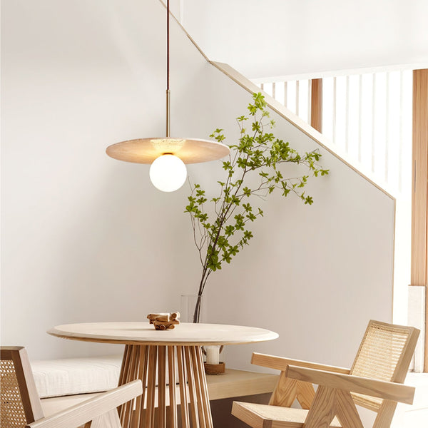yellow travertine gold pendant light