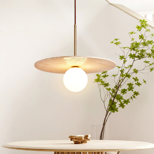 yellow travertine gold pendant light