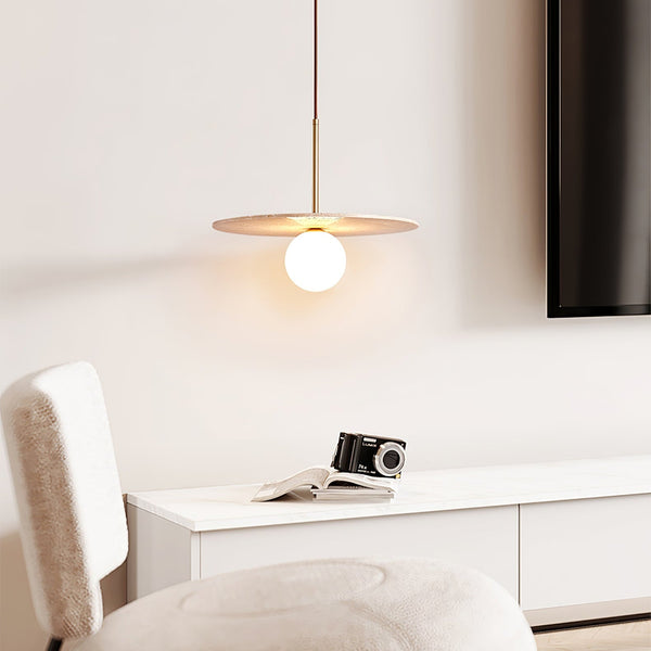 yellow travertine gold pendant light